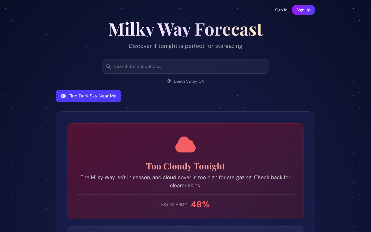 Milky Way Forecast App